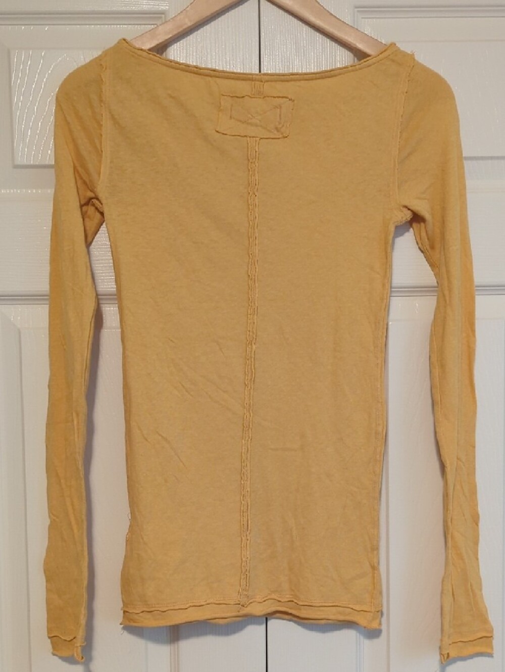 Free People We The Free Most Loved Long Sleeve Boatneck Tee in Golden Yellow - Picture 2 of 6